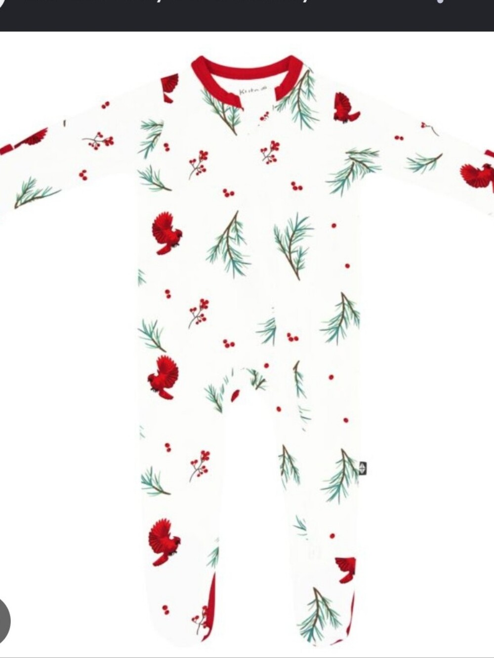Kyte BABY White and Red Floral Footie